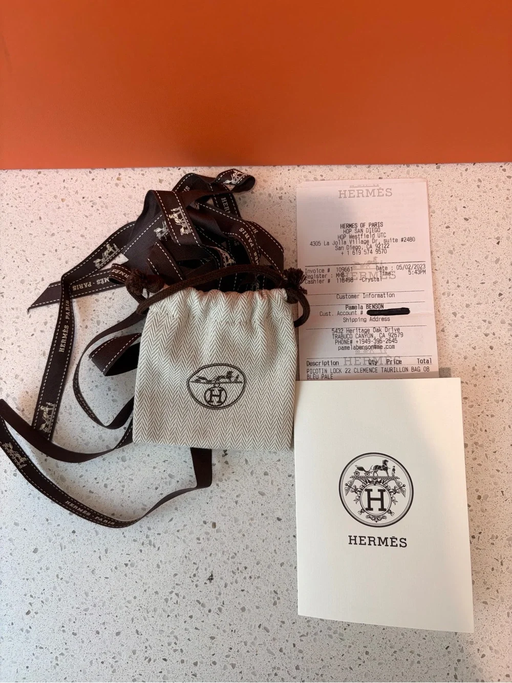 Hermes Bleu Pale Clemence Leather Picotin 22 Authentic